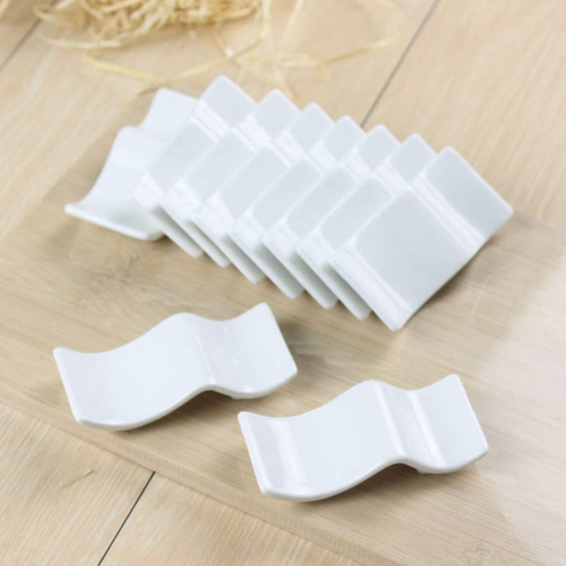 Woonsoon Ceramic Chopsticks Rest Rack Set of 10pcs,Chinese Style Dinner Spoon Stand Knife Fork Holder Porcelain Chopsticks Stand - Image 5
